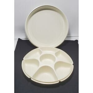 Vintage Tupperware Divided Relish Veggie Chip & Dip Serving Tray with Lid